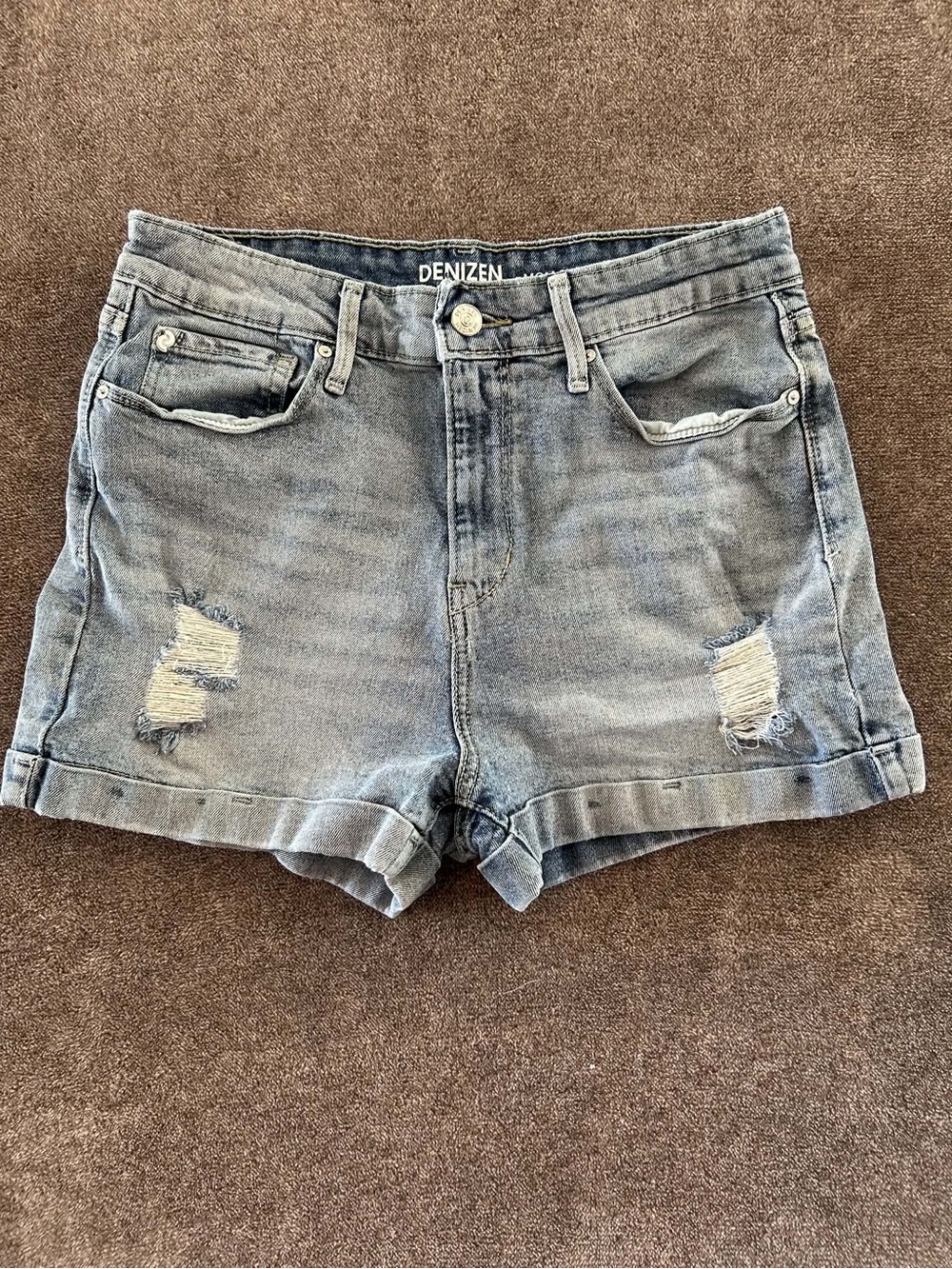 Denizen Levi's High-rise Distressed Denim Mom Shorts Acid Blue Sz 27 Beach Boho